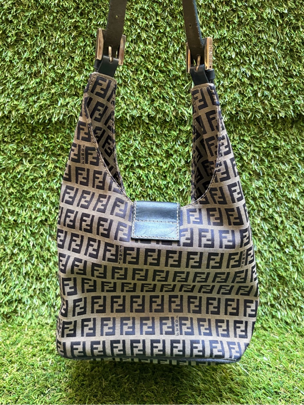 Vintage Fendi Zucca Monogram Canvas Hobo Shoulder Bag - Picture 3 of 16